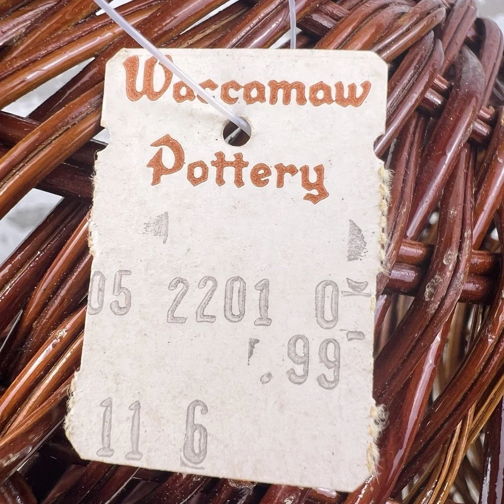 Vtg Set Of 3 Cornucopia Wicker Footed Hanging Rings Waccamaw Pottery NOS 9 inch
